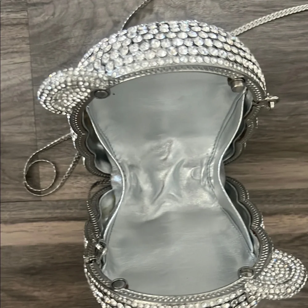 Girls' Silver Crystal Teddy Bear Crossbody Bag - Kids Accessories